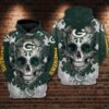 Green Bay Packers Skull Flower 3D Hoodie, NFL Hoodie