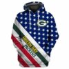 Green Bay Packers and America Flag 3D Hoodie, NFL Hoodie