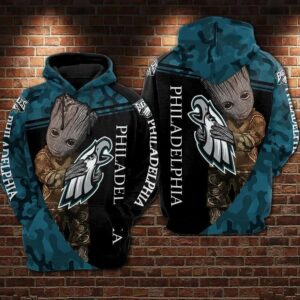 Groot Hug Philadelphia Eagles 3D Hoodie, NFL Hoodie
