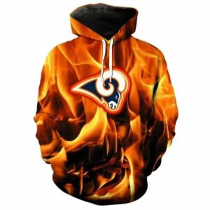NFL Los Angeles Rams Logo Fire 3D Hoodie, NFL Hoodie