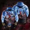 Horror Movie Characters Halloween With Logo Tennessee Titans 3D Hoodie, NFL Hoodie