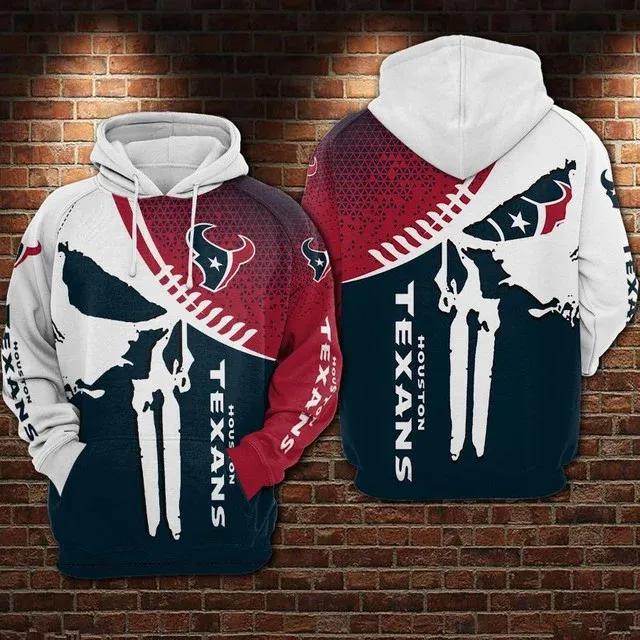 Houston Texans Punisher Skull 3D Hoodie, NFL Hoodie Houston Texans Punisher Skull 3D Hoodie, NFL Hoodie