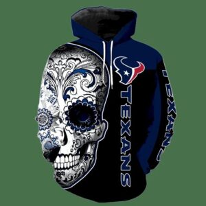 Houston Texans Skull Floral 3D Hoodie, NFL Hoodie