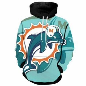 NFL Miami Dolphins Logo 3D Hoodie 4, NFL Hoodie