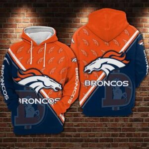 NFL Denver Broncos Logo 3D Hoodie 3, NFL Hoodie