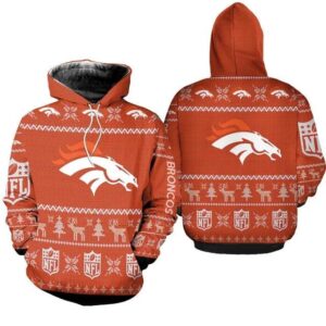 NFL Denver Broncos Logo 3D Hoodie 10, NFL Hoodie