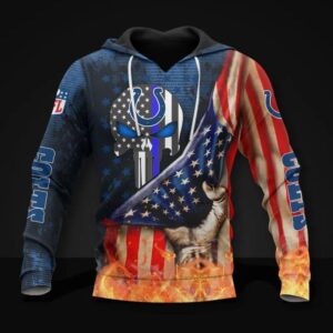 Indianapolis Skull Colts American Flag All Over Print Hoodie, NFL Hoodie