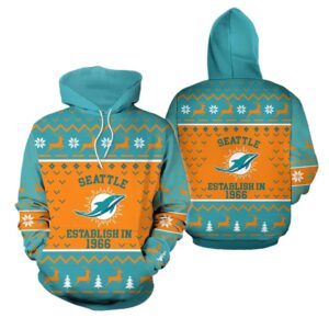 NFL Miami Dolphins Logo 3D Hoodie 9, NFL Hoodie
