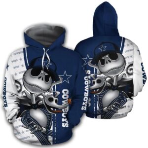 Jack Skellington And Zero Dallas Cowboys 3D Hoodie, NFL Hoodie