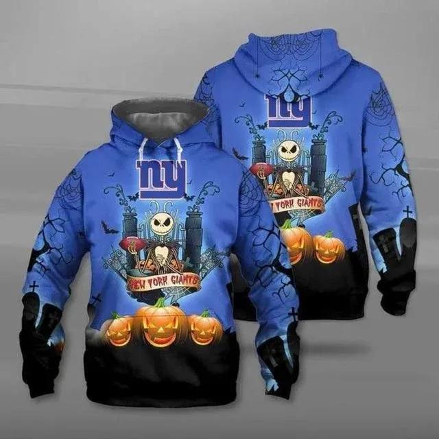 Jack Skellington New York Giants Football Halloweens 3D Hoodie, NFL Hoodie Jack Skellington New York Giants Football Halloweens 3D Hoodie, NFL Hoodie