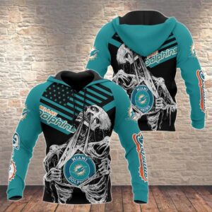 NFL Miami Dolphins Skelenton 3D Hoodie, NFL Hoodie