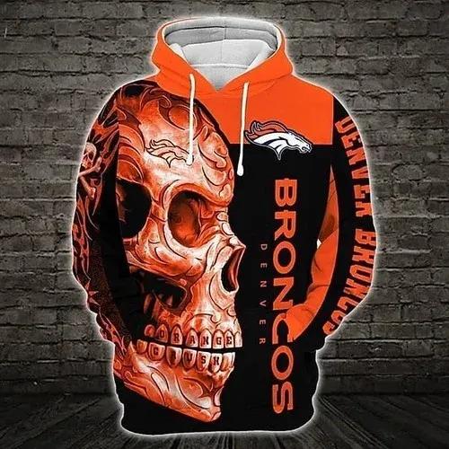 NFL Denver Broncos Skull 3D Hoodie, NFL Hoodie NFL Denver Broncos Skull 3D Hoodie, NFL Hoodie