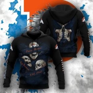 NFL Denver Broncos Skull 3D Hoodie 2, NFL Hoodie