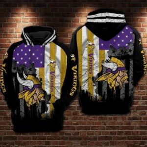 NFL Minnesota Vikings American Flag 3D Hoodie, NFL Hoodie
