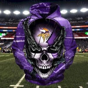 NFL Minnesota Vikings Skull 3D Hoodie, NFL Hoodie
