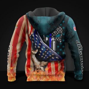 Jacksonville Jaguars Skull American Flag All Over Print Hoodie 2