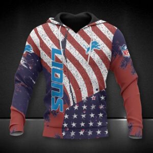 NFL Detroit Lions American Flag All Over Print Hoodie 1