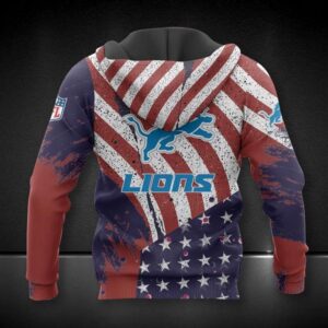 NFL Detroit Lions American Flag All Over Print Hoodie 2