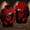 Kansas City Chiefs Nfl Football Skull Black Red 3D Hoodie, NFL Hoodie
