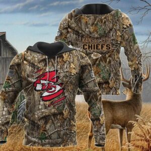 Kansas City Chiefs Realtree Hunting Camo 3D Hoodie, NFL Hoodie