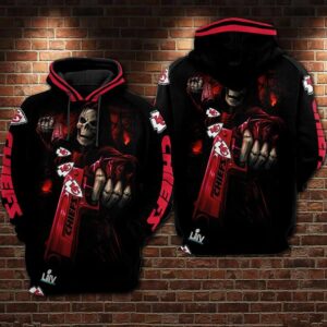 Kansas City Chiefs Skeleton Gun 3D Hoodie, NFL Hoodie