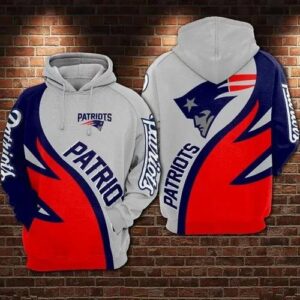 NFL New England Patriots Logo 3D Hoodie 8, NFL Hoodie