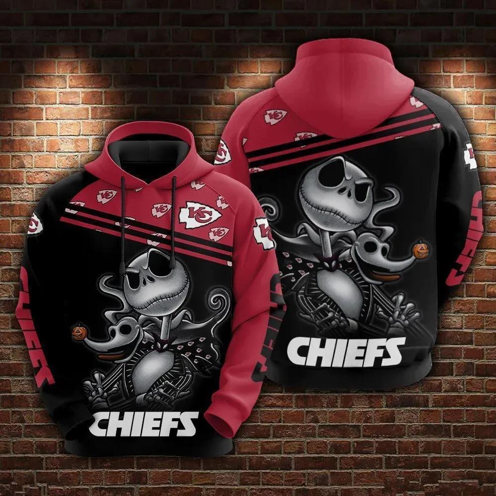 Kansas City Chiefs and Jack skellington 3D Hoodie, NFL Hoodie Kansas City Chiefs and Jack skellington 3D Hoodie, NFL Hoodie