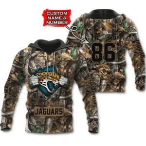 Personalized Blood Inside Me Jacksonville Jaguars and Hunting Custom Name and Number 3D Hoodie, NFL Hoodie