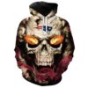 New England Patriots Fire In Skulls Eyes 3D Hoodie, NFL Hoodie