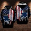 New England Patriots Flag Black 3D Hoodie, NFL Hoodie