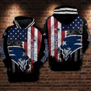 New England Patriots Flag Black 3D Hoodie, NFL Hoodie