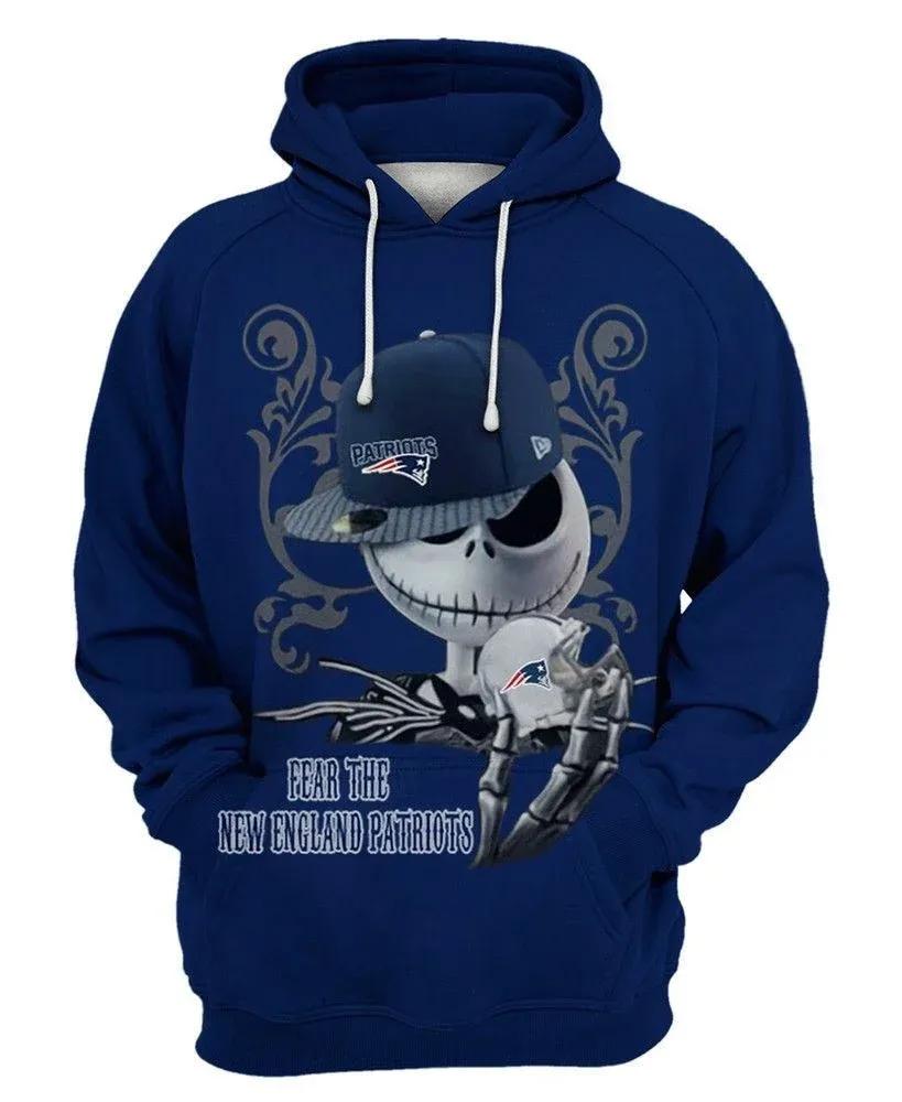 New England Patriots Jack Skellington 3D Hoodie, NFL Hoodie New England Patriots Jack Skellington 3D Hoodie, NFL Hoodie