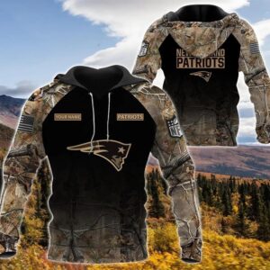 New England Patriots Personalized Hunting Camo 3D Hoodie, NFL Hoodie
