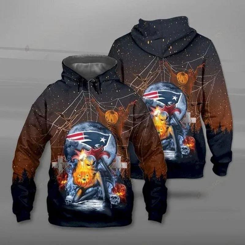 New England Patriots Skellington Halloween 3D Hoodie, NFL Hoodie New England Patriots Skellington Halloween 3D Hoodie, NFL Hoodie
