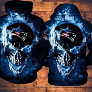 New England Patriots Skull Fire 3D Hoodie, NFL Hoodie