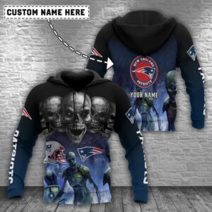 NFl New England Patriots Skull Personalized 3D Hoodie, NFL Hoodie