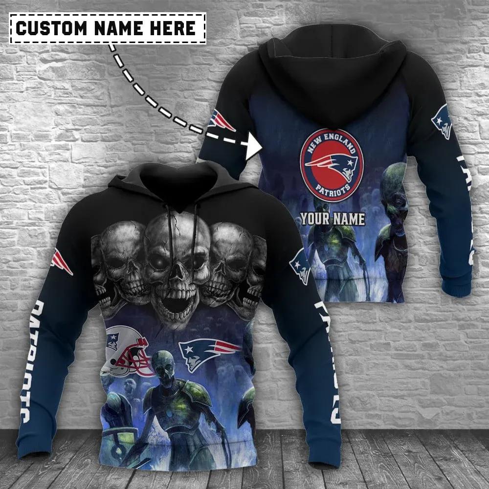 NFl New England Patriots Skull Personalized 3D Hoodie, NFL Hoodie NFl New England Patriots Skull Personalized 3D Hoodie, NFL Hoodie