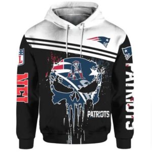 New England Patriots The Punisher Skull 3D Hoodie, NFL Hoodie