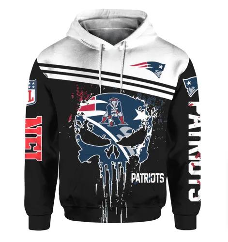 New England Patriots The Punisher Skull 3D Hoodie, NFL Hoodie New England Patriots The Punisher Skull 3D Hoodie, NFL Hoodie