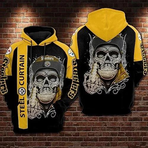 Pittsburgh Steelers Skeleton Middle Finger 3D Hoodie, NFL Hoodie Pittsburgh Steelers Skeleton Middle Finger 3D Hoodie, NFL Hoodie