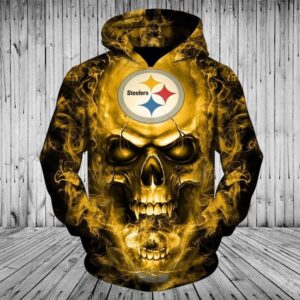 Pittsburgh Steelers Skull Fire 3D Hoodie, NFL Hoodie