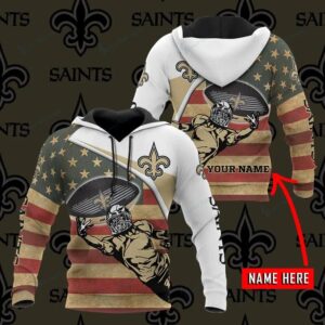 New Orleans Saints American Flag Personalized 3D Hoodie, NFL Hoodie
