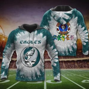 Philadelphia Eagles Grateful Dead Skull 3D Hoodie, NFL Hoodie