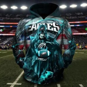 Philadelphia Eagles Grimm Reaper And Sudden Death Custom 3D Hoodie, NFL Hoodie