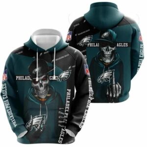 Philadelphia Eagles Hip Hop Skull 3D Hoodie, NFL Hoodie