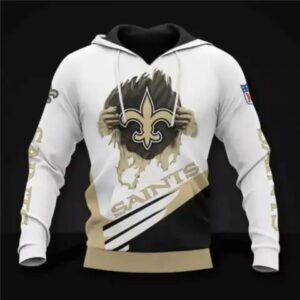 New Orleans Saints Football Busting Lose White And Black Pullover 3D Hoodie, NFL Hoodie