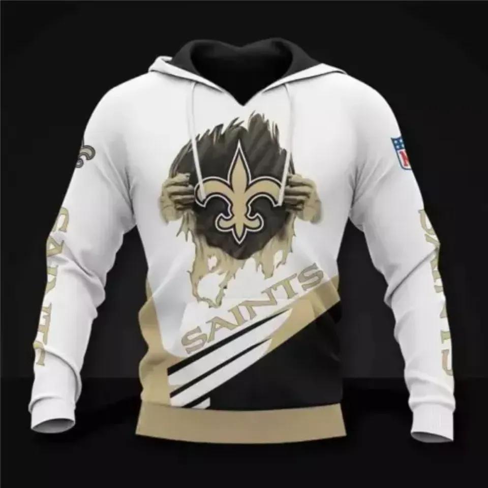 New Orleans Saints Football Busting Lose White And Black Pullover 3D Hoodie, NFL Hoodie New Orleans Saints Football Busting Lose White And Black Pullover 3D Hoodie, NFL Hoodie