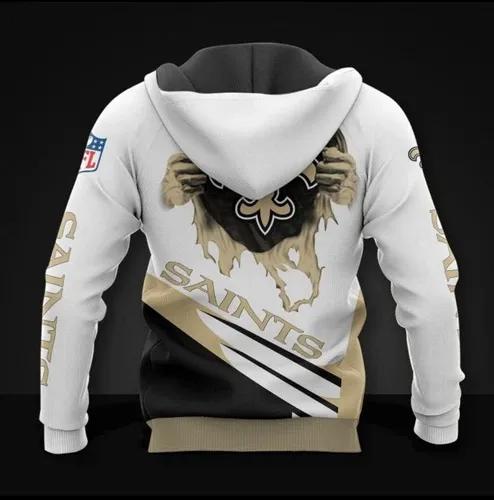 New Orleans Saints Football Busting Lose White And Black Pullover 3D Hoodie, NFL Hoodie New Orleans Saints Football Busting Lose White And Black Pullover 3D Hoodie, NFL Hoodie