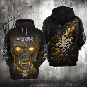 New Orleans Saints Lava Skull 3D Hoodie, NFL Hoodie