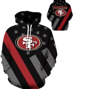 San Francisco 49ers American Flag Black NFL 3D Hoodie, NFL Hoodie